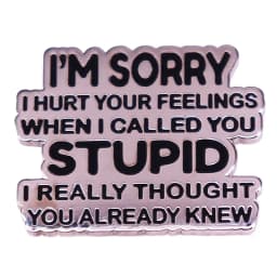 I'm Sorry I Hurt Your Feelings When I Called You Stupid Hard Enamel Pin Funny Sarcastic Humor Badge Brooches Jewelry