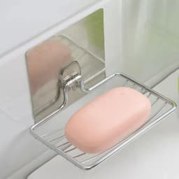 1pc-Stainless steel soap rack, wall mounted soap rack, drainage soap tray, simple soap storage rack in home bathroom