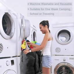 Backpack Laundry Bag with Pocket Laundry Hamper Bag with Drawstring Closure for College, Travel, Laundromat, Apartment
