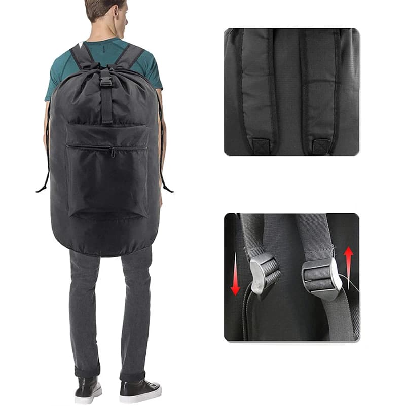 Backpack Laundry Bag with Pocket Laundry Hamper Bag with Drawstring Closure for College, Travel, Laundromat, Apartment