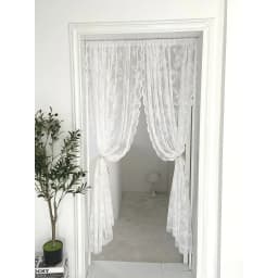 1pc Lace Flower Design Door Curtain, Curtains with Rod Pocket, Suitable for Home Decoration