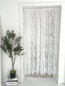1pc Lace Flower Design Door Curtain, Curtains with Rod Pocket, Suitable for Home Decoration