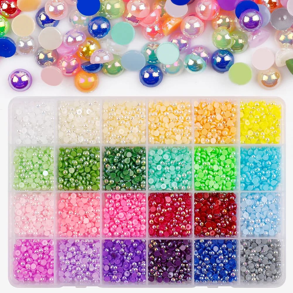1 Box Half Round ABS Pearl Beads Flatback Rhinestones For Jewelry Nail Art Garment Cup DIY Decor Craft H1210