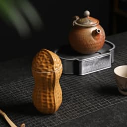 Creative Imitation Peanut Ceramic Storage Can Portable Sealed Tea Can Kitchen Dried Fruit Candy Coffee Storage Ornaments Tea Box