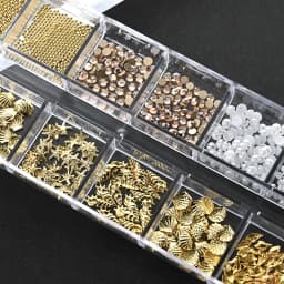 12Grids Ocean Gold Nail Art Charms Shell/Seahorse/Starfish White Half Round Pearl Gems 3D Mixed Punk Manicure Metal Rivets Studs