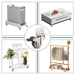 4 Pcs 1/1.25/1.5/2 inch L-Shaped Side Mount Caster Wheels Small Rubber Furniture Castors Swivel Cartwheels for Trolley Cabinet