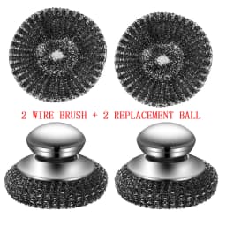 1PC Steel Wool Scrubber with Handle Stainless Steel Cleaning Brushes Cleaning Dishes Stock Pots Pans Griddles Grills