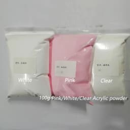 100g/Bag Solid Acrylic Powder White Clear Pink Powder Acrylic Nude Nail Powder Dipping Powder Pigment for Nail Carving Extension