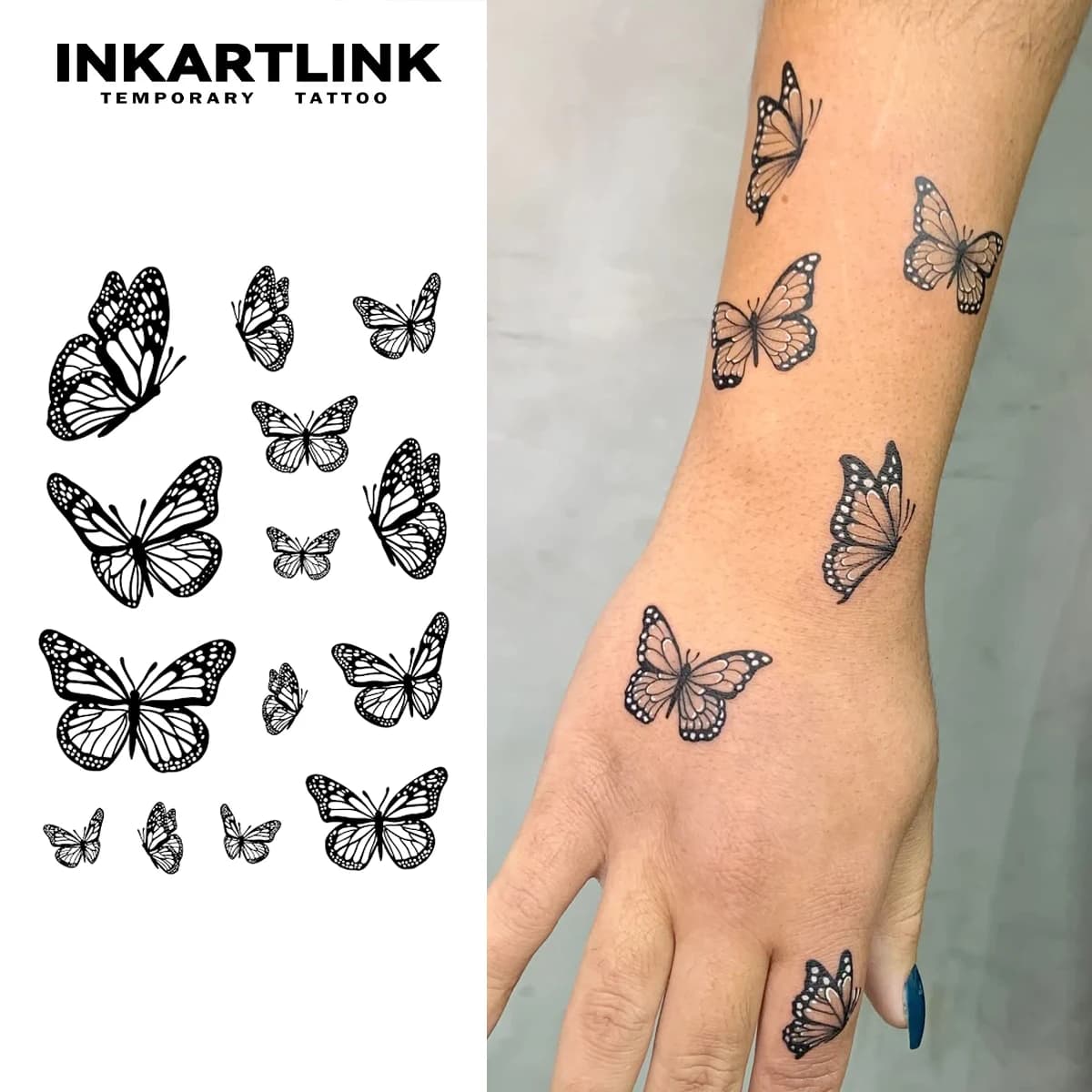 Butterfly Temporary Tattoo,Lasts To 15 Days New Technology Magic Waterproof Semi Permanent Sticker.