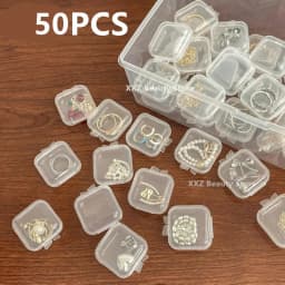 10/50/100/500PCS Transparent Square Plastic Jewelry Box Organizer With Individual Ring Slot For Rings Necklaces Earrings Storage