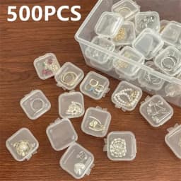 10/50/100/500PCS Transparent Square Plastic Jewelry Box Organizer With Individual Ring Slot For Rings Necklaces Earrings Storage