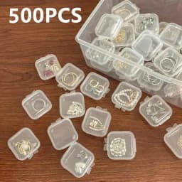 10/50/100/500PCS Transparent Square Plastic Jewelry Box Organizer With Individual Ring Slot For Rings Necklaces Earrings Storage