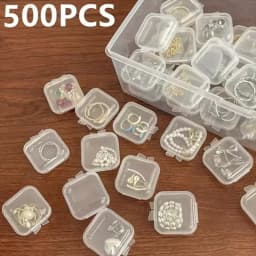 10/50/100/500PCS Transparent Square Plastic Jewelry Box Organizer With Individual Ring Slot For Rings Necklaces Earrings Storage