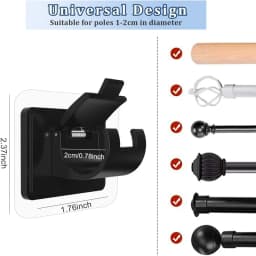 12/2pcs No Drill Curtain Rod Brackets Self-Adhesive Curtain Rod Holder Hook Adjustable Wall Curtain Fixed Clip Hanging Rack