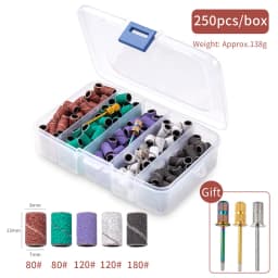 Boxed Nail Sanding Bands With Mandrel Drill Bits for Electric Machine File Grinder Sand Band Set Acrylic Nails Gel Polish Remove
