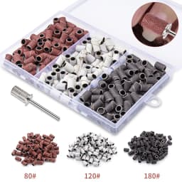 Boxed Nail Sanding Bands With Mandrel Drill Bits for Electric Machine File Grinder Sand Band Set Acrylic Nails Gel Polish Remove