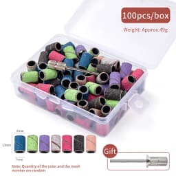 Boxed Nail Sanding Bands With Mandrel Drill Bits for Electric Machine File Grinder Sand Band Set Acrylic Nails Gel Polish Remove