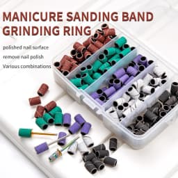 Boxed Nail Sanding Bands With Mandrel Drill Bits for Electric Machine File Grinder Sand Band Set Acrylic Nails Gel Polish Remove