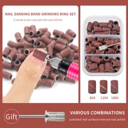 Boxed Nail Sanding Bands With Mandrel Drill Bits for Electric Machine File Grinder Sand Band Set Acrylic Nails Gel Polish Remove