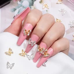 10Pcs 3D Crystal Butterfly Nail Charms Hollow Shape with Rhinestones for DIY Nail Art Decorations 8*8.5mm Shiny Butterfly Gems 9
