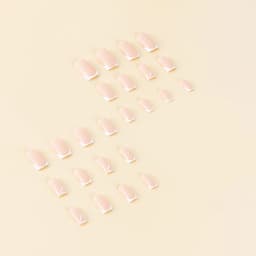 24pcs medium square minimalist white heart waterproof fake nail rubbing strip&jelly glue