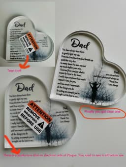 1-3PCS Heart Shape Acrylic Plaque for Dad Birthday Father's Day Thankful Quote Blessed Wish Memorial Keepsake Gift Thank you Dad