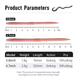 Kingdom 15pcs Earthworm Soft Lure Sinking 1.8g 96mm 2.8g 120mm Artificial Fishing Lures Bass Flatfish Fishing Fishing Equipment