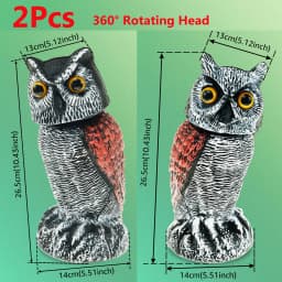 Realistic Solar Fake Owl Decoy Plastic Owl Scarecrow Sculpture with Red Flashing Eyes and Sound For Garden Yard Scare Birds Away