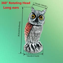 Realistic Solar Fake Owl Decoy Plastic Owl Scarecrow Sculpture with Red Flashing Eyes and Sound For Garden Yard Scare Birds Away