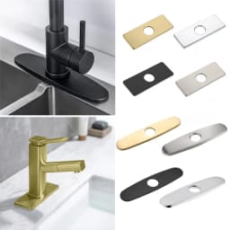 Faucet Plate Hole Square/Oval Tap Cover Deck Plate Stainless Steel Bathroom Kitchen Sink For Most Single Hole Faucet