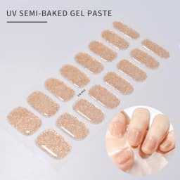 16Tips Glitter Semi-Cured Gel UV Sticker 3D French Gradient Shiny Glitter Powder UV Gel Sticker Full Cover UV Lamp Glitter Decal