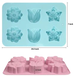 Silicone Flower Cake Molds 6-Cavity different Flower Tulips Chocolate Biscuit Muffine Baking Pans Soap Making Ice Cube Trays