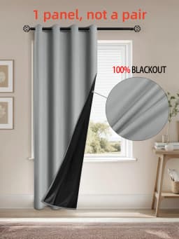 1panel Solid 100% Blackout Curtains with Grommets, Total Privacy Drapes for Bedroom, Living Room, Home Decor,Lightweight Curtain
