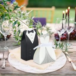 50pcs Wedding Favor Boxes Small Wedding Party Favor Boxes Bride and Groom Candy Boxes for Dress and Tuxedo Favor Boxes