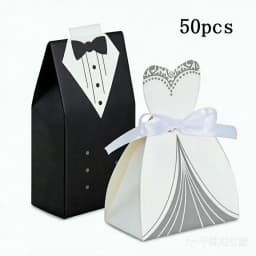 50pcs Wedding Favor Boxes Small Wedding Party Favor Boxes Bride and Groom Candy Boxes for Dress and Tuxedo Favor Boxes