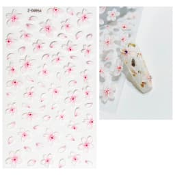 5D Hibiscus Flower Nail Embossed Sticker Acrylic Pink White Gold Petal Leaf Adhesive Decal Butterfly Dragon Floral Elegant Decor