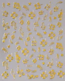 5D Hibiscus Flower Nail Embossed Sticker Acrylic Pink White Gold Petal Leaf Adhesive Decal Butterfly Dragon Floral Elegant Decor