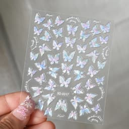 5D Hibiscus Flower Nail Embossed Sticker Acrylic Pink White Gold Petal Leaf Adhesive Decal Butterfly Dragon Floral Elegant Decor