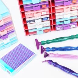 5D Diamond Painting Tool Crystal Point Drills Pen With Purple Metal Point Drill Heads Multi Placer Pen Tip And Clay Accessories