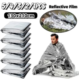 130x210cm Gigantic Space Blanket Emergency Supplies Foil Mylar Thermal Blanket Silver Foil Blanket Perfect for Hiking Marathons