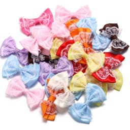 20pcs 3.5x5.7cm Polyester Ribbon Bow Colourful Lace Satin Bows Double Layers for DIY Sewing Crafts Garment Headwear Decoration