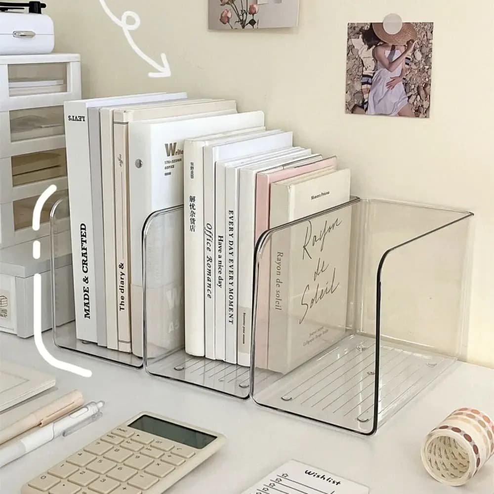 Transparent Book Stand Simple Free Combination U-shaped Book Organizer Acrylic Book Folder Desk Storage Rack Home Office