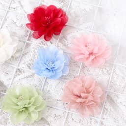 2/5Pcs 6CM Chiffon Fabric Artificial Flower For Home Room Wedding Invitation Artificial Flowers For Dress Decoration Accessories
