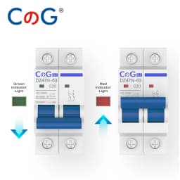 CG AC Miniature Circuit Breaker 2 Pole 6A 10A 16A 20A 25A 32A 40A 50A 63A 120/240V Thermal Magnetic Trip Din Rail Mount Switch