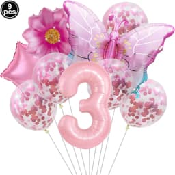 1set Pink Butterfly Balloons 32inch Number Balloon Set Happy Birthday Butterfly Foil Balloon Baby Shower Birthday Party Decors