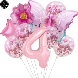1set Pink Butterfly Balloons 32inch Number Balloon Set Happy Birthday Butterfly Foil Balloon Baby Shower Birthday Party Decors