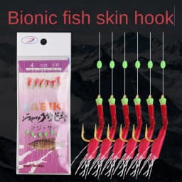 6PCS 10 Sizes Wobbler Sabiki String Hook Rig Fishing Hooks Luminous Bean Lure Bait Tackle for Sea/Freshwater Fishing Accessories