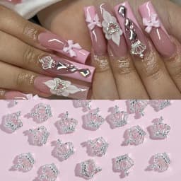 20pcs Crown Design Nail Charms With Rhinestones Nail Art Accessories Nail Art Supplies For Women And Girls Nail Art Jewelry
