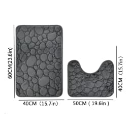 Embroidered Pebble Coral Velvet Floor Mat, Bathroom Carpet, U-shaped Sponge Absorbent Foot Mat, Door Mat, Two-piece Set
