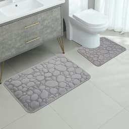 Embroidered Pebble Coral Velvet Floor Mat, Bathroom Carpet, U-shaped Sponge Absorbent Foot Mat, Door Mat, Two-piece Set